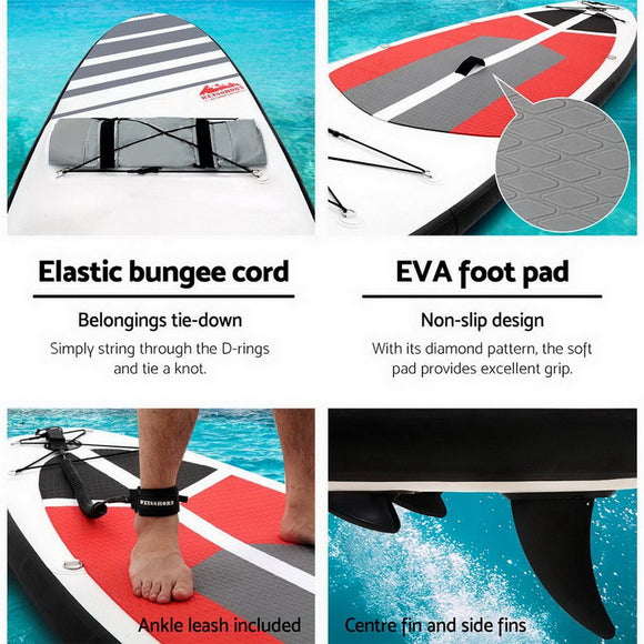 Weisshorn Stand Up Paddle Board 11ft Inflatable SUP Surfboard Paddleboard Kayak Surf Black - RnR Galore