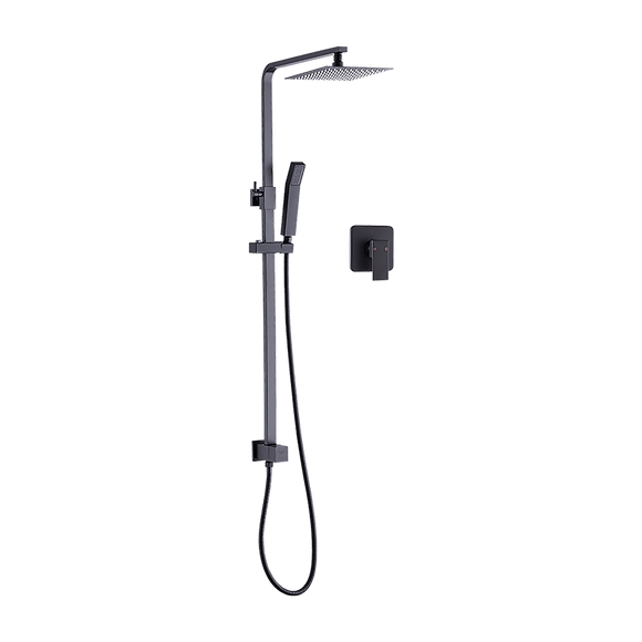 WELS 8" Rain Shower Head Set Square Dual Heads Faucet High Pressure With Mixer - RnR Galore