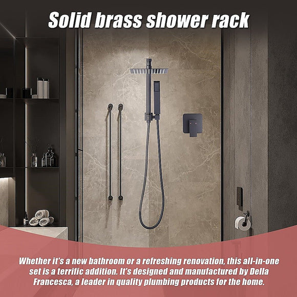 WELS 8" Rain Shower Head Set Square Dual Heads Faucet High Pressure With Mixer - RnR Galore