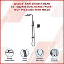 WELS 8" Rain Shower Head Set Square Dual Heads Faucet High Pressure With Mixer - RnR Galore