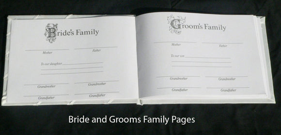 White Wedding Guest Book Register with Silver Pen Matching Stand Set 36 Lined Pages - White Sach Diamante Cover - RnR Galore