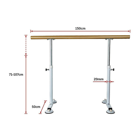Wooden Portable Ballet Bar Stretch Barre Dance Bar 1.5M Freestanding Ballet Bar - RnR Galore