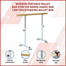 Wooden Portable Ballet Bar Stretch Barre Dance Bar 1.5M Freestanding Ballet Bar - RnR Galore