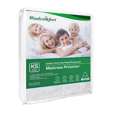 Woolcomfort Cotton Terry Fully Fitted Waterproof Mattress Protector King Single Size - RnR Galore