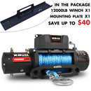 X - BULL 12000LBS Electric Winch 12V 4x4 synthetic rope 4WD Car with winch mounting plate - RnR Galore