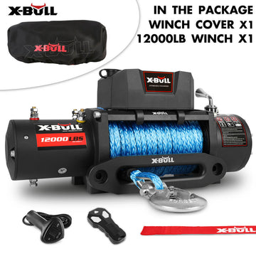 X - BULL 12V Electric Winch 12000LBS synthetic rope 4wd Jeep with winch cover - RnR Galore