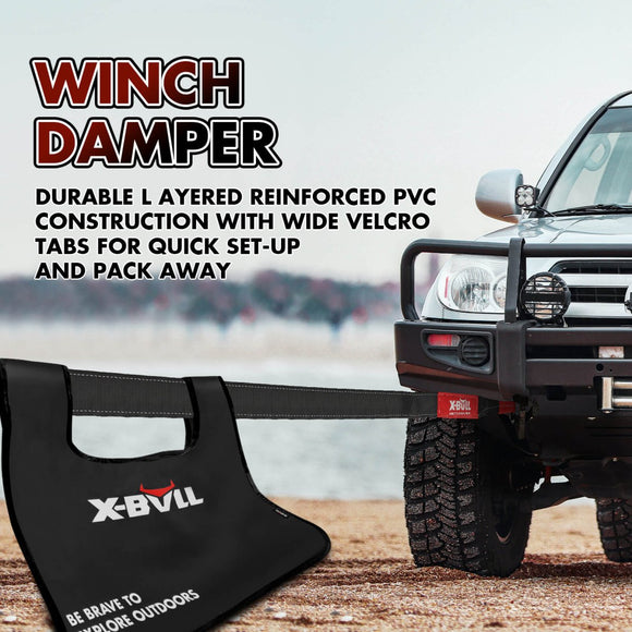 X - BULL 4WD Recovery Kit Kinetic Recovery Rope With 14500LBS Electric Winch 12V Winch 4WD 4X4 Offroad - RnR Galore