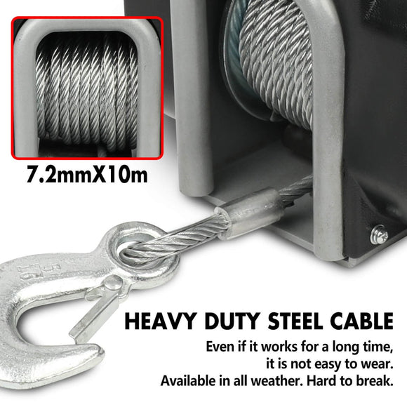 X - BULL Electric Boat Winch 12V 6500LBS Portable Detachable Steel Cable Marine Ship 3000KG 4WD - RnR Galore