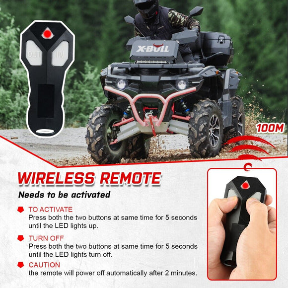 X - BULL Electric Winch 12V 5000LBS Wireless 15.2M Steel Cable ATV UTV 4WD Boat - RnR Galore