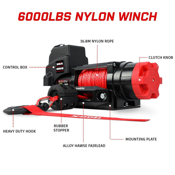 X - BULL Electric Winch 6000LBS 12V BOAT Synthetic Rope Wireless Remote 4WD ATV UTV - RnR Galore