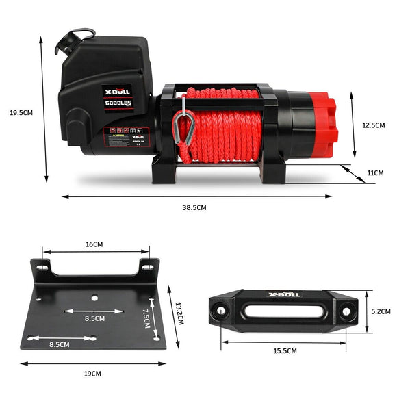 X - BULL Electric Winch 6000LBS 12V BOAT Synthetic Rope Wireless Remote 4WD ATV UTV - RnR Galore