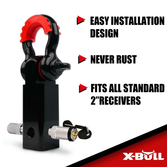 X - BULL Hitch Receiver 5T Recovery Receiver with Bow Shackle Tow Bar Off Road 4WD - RnR Galore