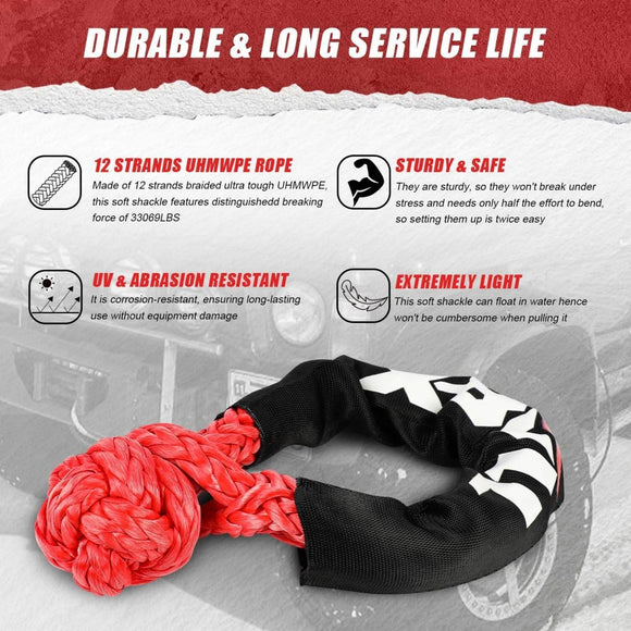 X - BULL Recovery Kit Kinetic Recovery Rope With 2PCS Recovery Tracks Gen2.0 Red - RnR Galore