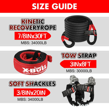 X - BULL Recovery Kit Kinetic Recovery Rope With Hitch Receiver 5T Recovery Receiver - RnR Galore