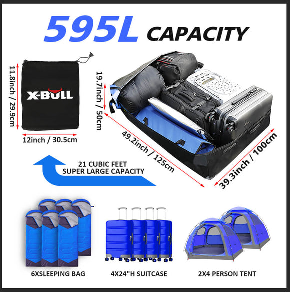 X - BULL Waterproof Car Roof Cargo Bag 595L Top Rack Carrier Luggage Storage Cube - RnR Galore
