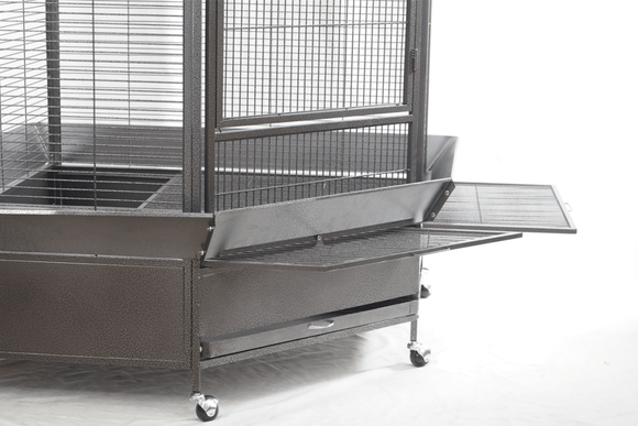 YES4PETS 161 cm XL Corner Bird Cage Pet Parrot Aviary Perch Castor Wheel Stand Black Silver - RnR Galore