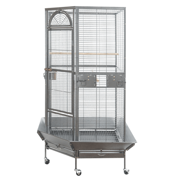 YES4PETS 161 cm XL Corner Bird Cage Pet Parrot Aviary Perch Castor Wheel Stand Black Silver - RnR Galore