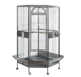 YES4PETS 161 cm XL Corner Bird Cage Pet Parrot Aviary Perch Castor Wheel Stand Black Silver - RnR Galore