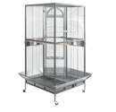 YES4PETS 161 cm XL Corner Bird Cage Pet Parrot Aviary Perch Castor Wheel Stand Black Silver - RnR Galore