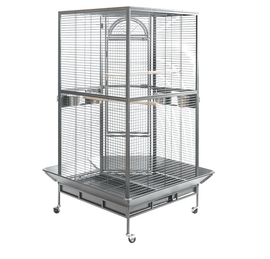 YES4PETS 161 cm XL Corner Bird Cage Pet Parrot Aviary Perch Castor Wheel Stand Black Silver - RnR Galore