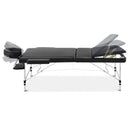 Zenses Massage Table 70cm 3 Fold Aluminium Beauty Bed Portable Therapy Black - RnR Galore