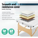 Zenses Massage Table 70cm 3 Fold Wooden Portable Beauty Therapy Bed Waxing White - RnR Galore