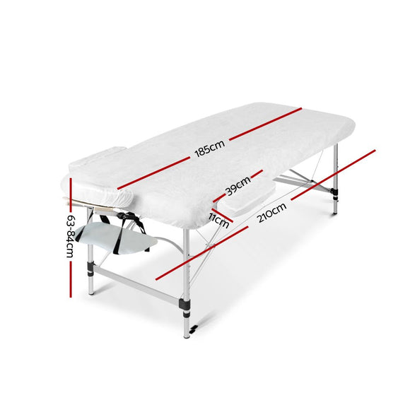 Zenses Massage Table 75cm 2 Fold Aluminium Massage Bed Portable Beauty Therapy White - RnR Galore
