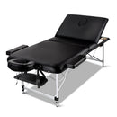 Zenses Massage Table 75cm 3 Fold Aluminium Beauty Bed Portable Therapy Black - RnR Galore