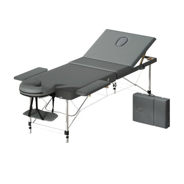 Zenses Massage Table 75cm 3 Fold Aluminium Beauty Bed Portable Therapy Grey - RnR Galore