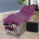 Zenses Massage Table 75cm 3 Fold Aluminium Beauty Bed Portable Therapy Violet - RnR Galore