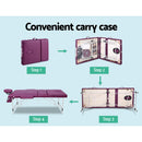 Zenses Massage Table 75cm 3 Fold Aluminium Beauty Bed Portable Therapy Violet - RnR Galore