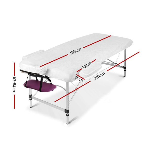 Zenses Massage Table 75cm 3 Fold Aluminium Beauty Bed Portable Therapy Violet - RnR Galore