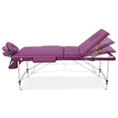 Zenses Massage Table 75cm 3 Fold Aluminium Beauty Bed Portable Therapy Violet - RnR Galore