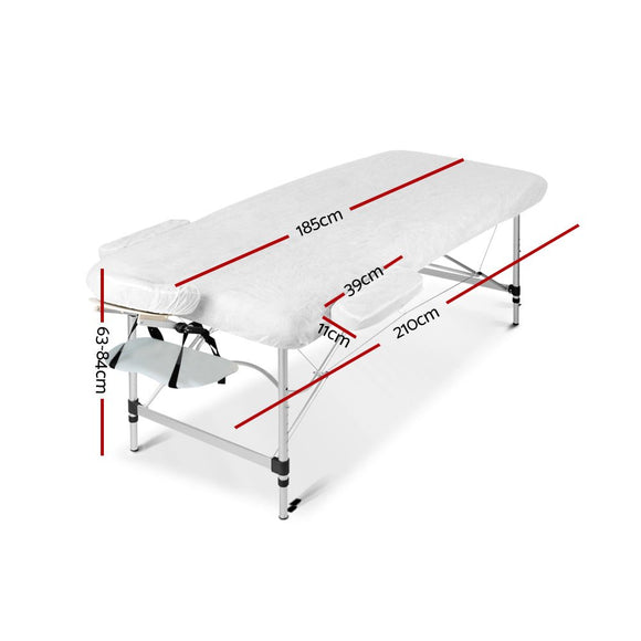 Zenses Massage Table 75cm 3 Fold Aluminium Beauty Bed Portable Therapy White - RnR Galore