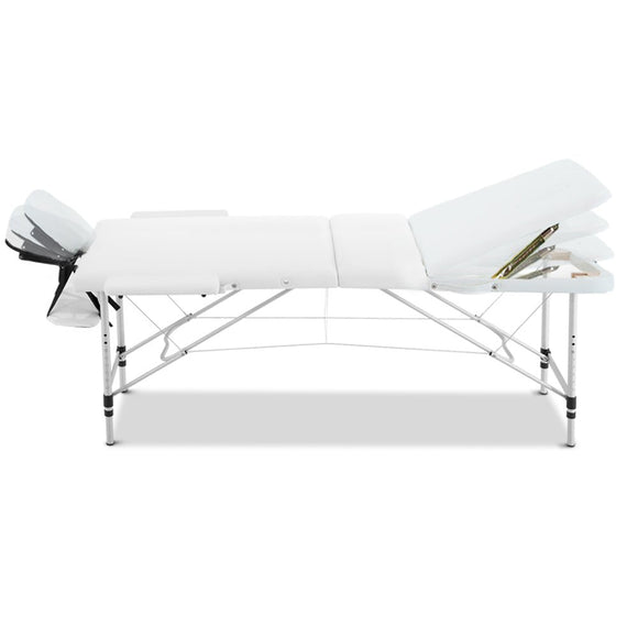 Zenses Massage Table 75cm 3 Fold Aluminium Beauty Bed Portable Therapy White - RnR Galore