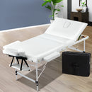 Zenses Massage Table 75cm 3 Fold Aluminium Beauty Bed Portable Therapy White - RnR Galore
