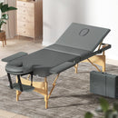 Zenses Massage Table 75cm 3 Fold Wooden Portable Beauty Therapy Bed Waxing Grey - RnR Galore