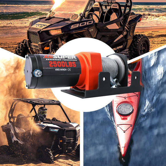 ZESUPER Electric Winch 2500LBS/1134KG 12V 15.2M Steel Cable ATV UTV 4WD 4X4 Boat - RnR Galore
