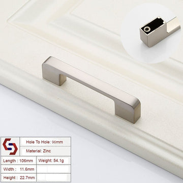 Zinc Kitchen Cabinet Handles Drawer Bar Handle Pull brushed silver color hole to hole size 96mm - RnR Galore